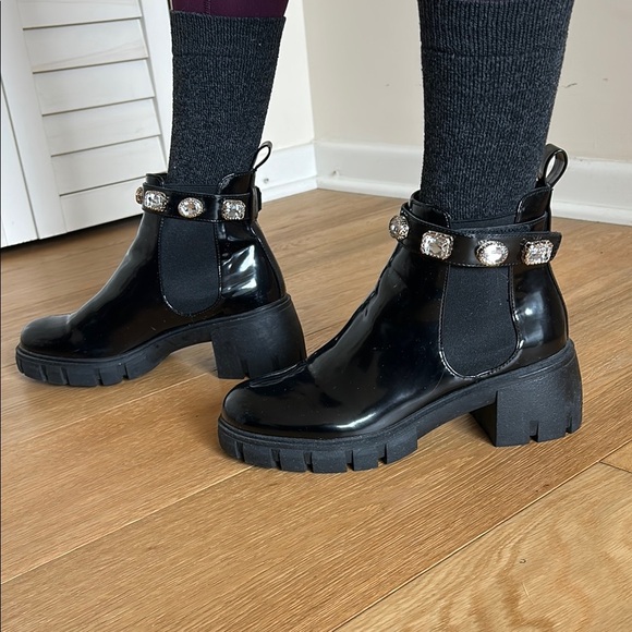 Size 8.5 | Madden Girl | Black Ankle Combat Boots w/ Embellished Straps - Picture 1 of 10